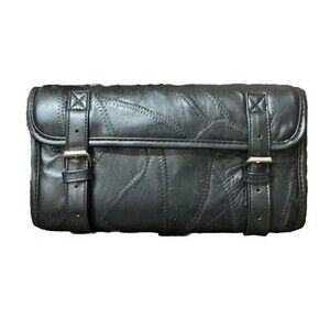 MOTORCYCLE LUGGAGE BUFFALO LEATHER FRONT FORK TRAVEL BAG tool ROLL holder new